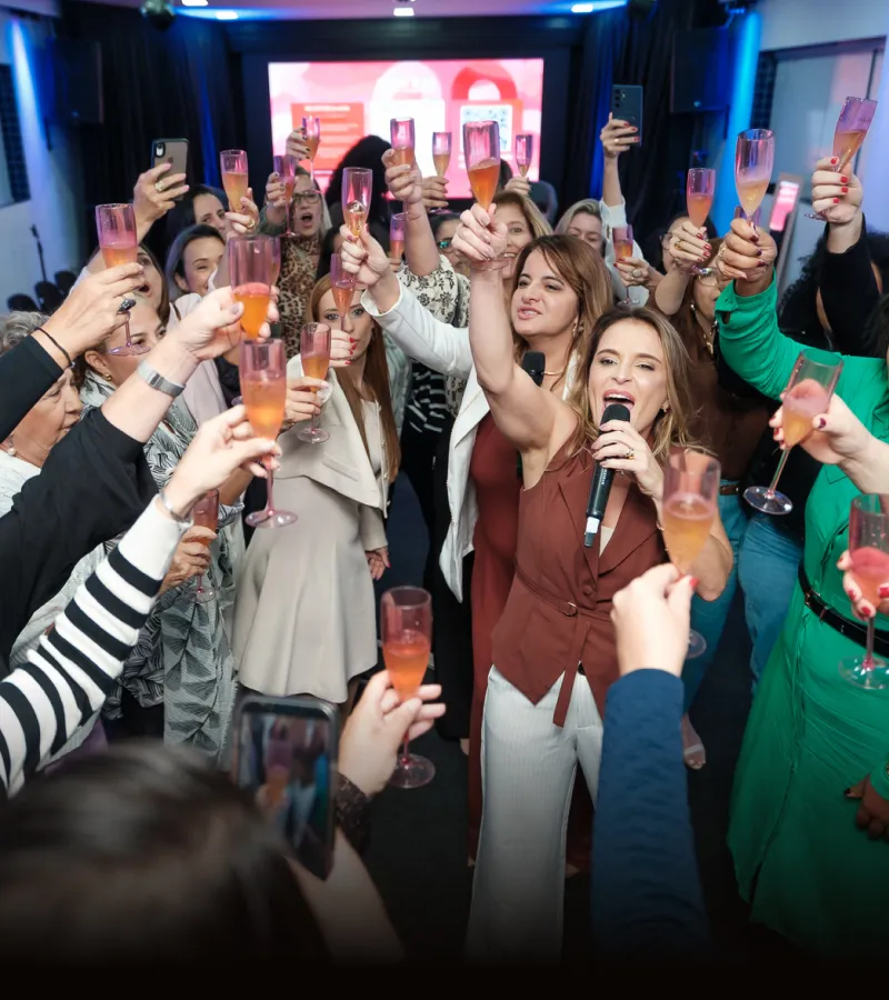 Kelly Rossoni comemorando no Só por Elas
